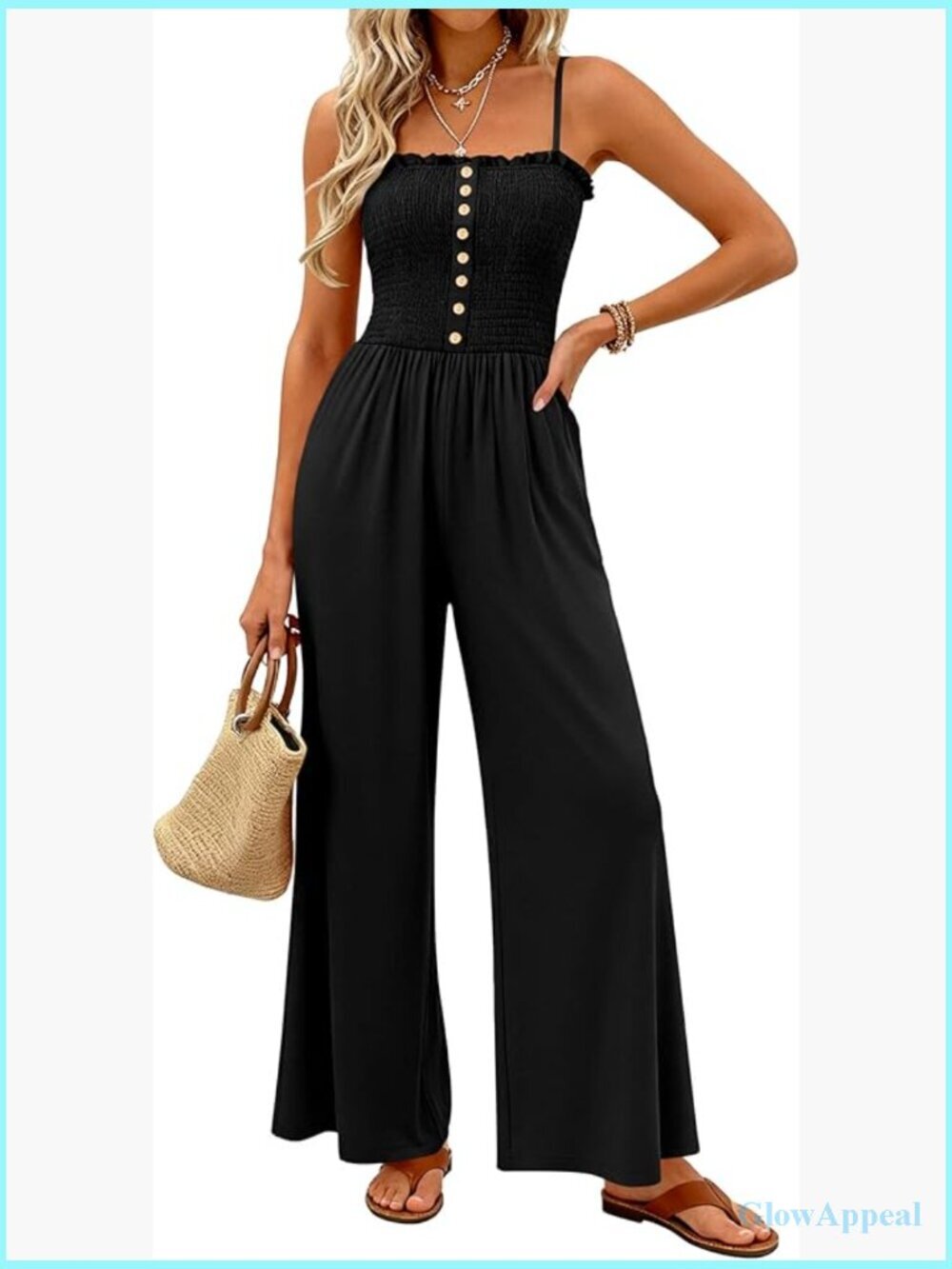 Dressy Sleeveless Wide Leg Jumpsuit with Pockets Cruise Vacation Outfit